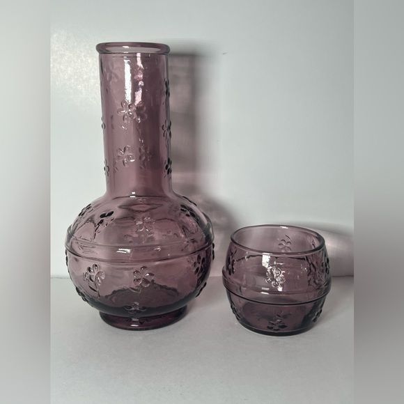 VTG Crownford Giftware Purple Amethyst Glass Decanter & Cup Made in ITALY 1983 - Picture 5 of 12